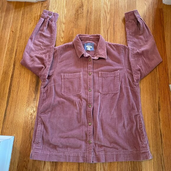 LL Bean Womens LARGE Shirt Jacket Dusty Rose Pink Corduroy Wide Wale Shacket - Picture 12 of 12
